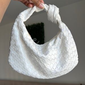 Woven white knot bag